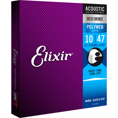 Elixir | Set 12 Strings for Acoustic Guitar 10/47 – 10/27 | Light | POLYWEB | 80/20 Bronze | CEL 11150