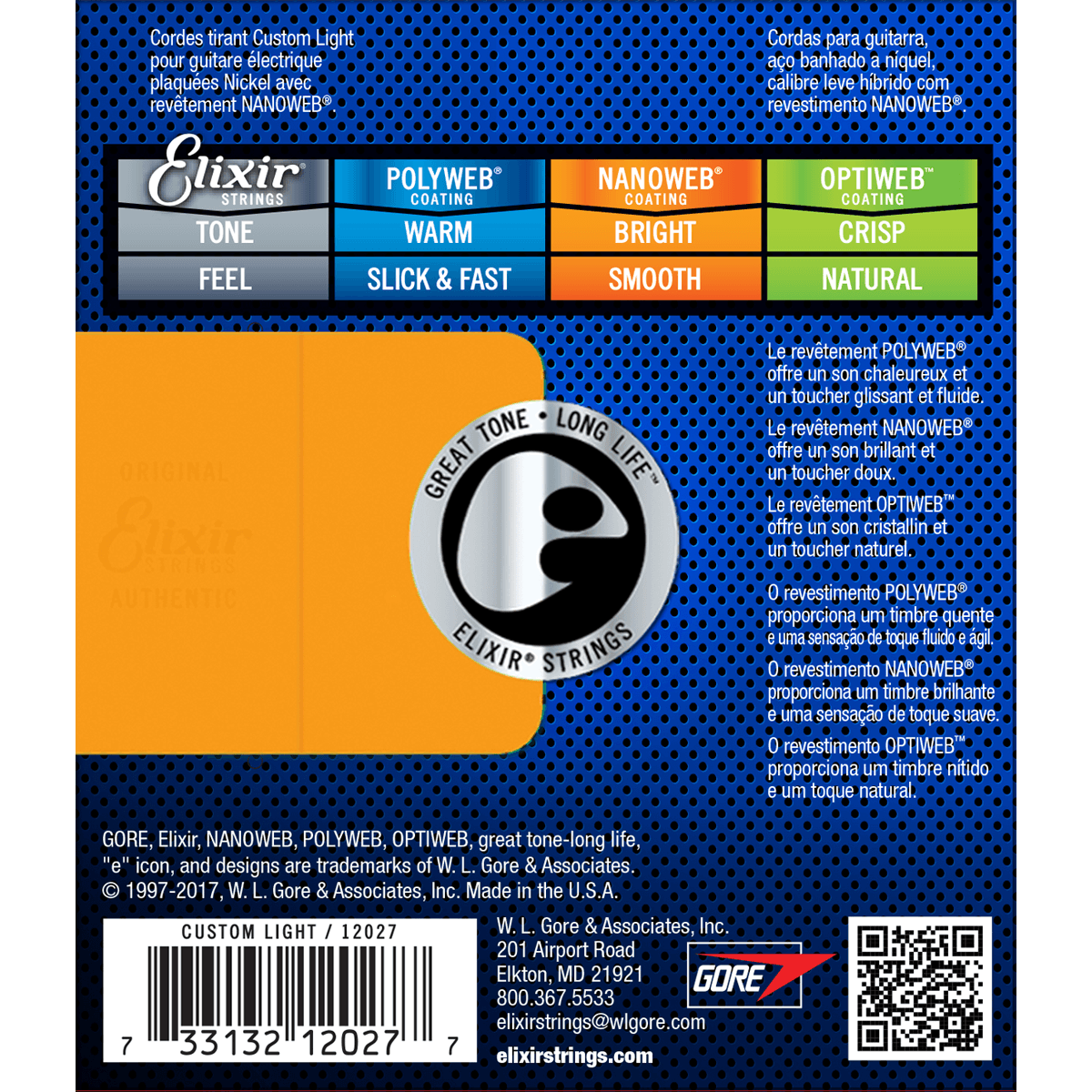 Elixir | Set Strings for Electric Guitar 09/46 | Custom Light | Nickel Plated Steel | CEL 12027