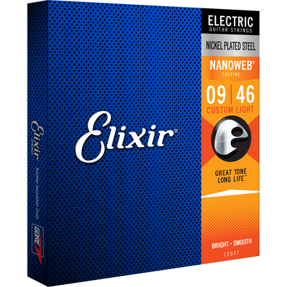 Elixir | Set Strings for Electric Guitar 09/46 | Custom Light | Nickel Plated Steel | CEL 12027
