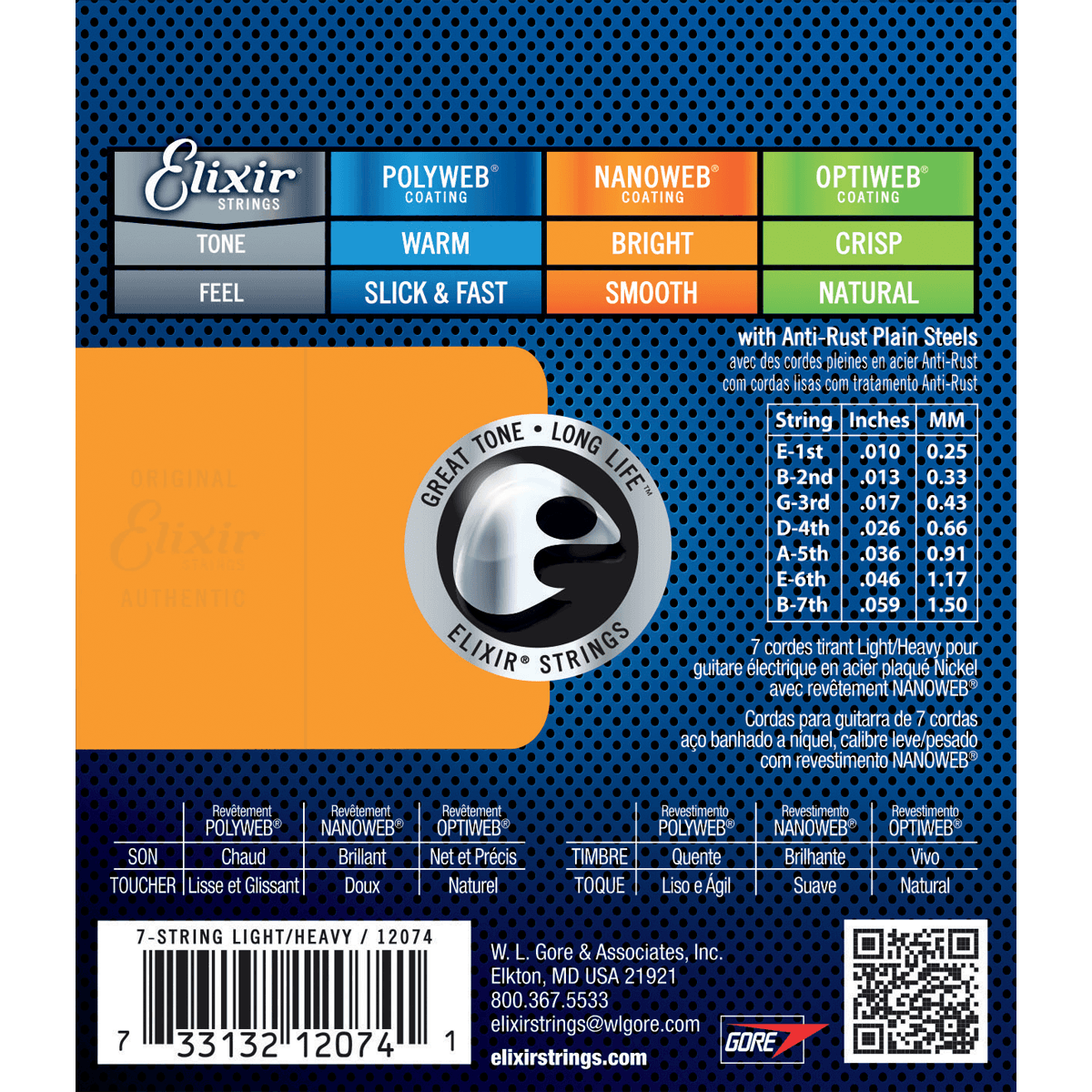 Nanoweb 10 - 59 Electric Guitar Strings | For 7-String Guitars | By Elixir