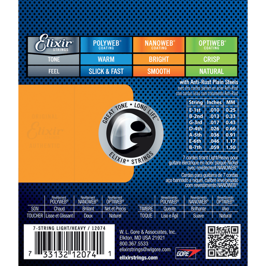 Nanoweb 10 - 59 Electric Guitar Strings | For 7-String Guitars | By Elixir