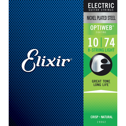 Optiweb 10 - 74 Electric Guitar Strings | For 8-String Guitars | By Elixir