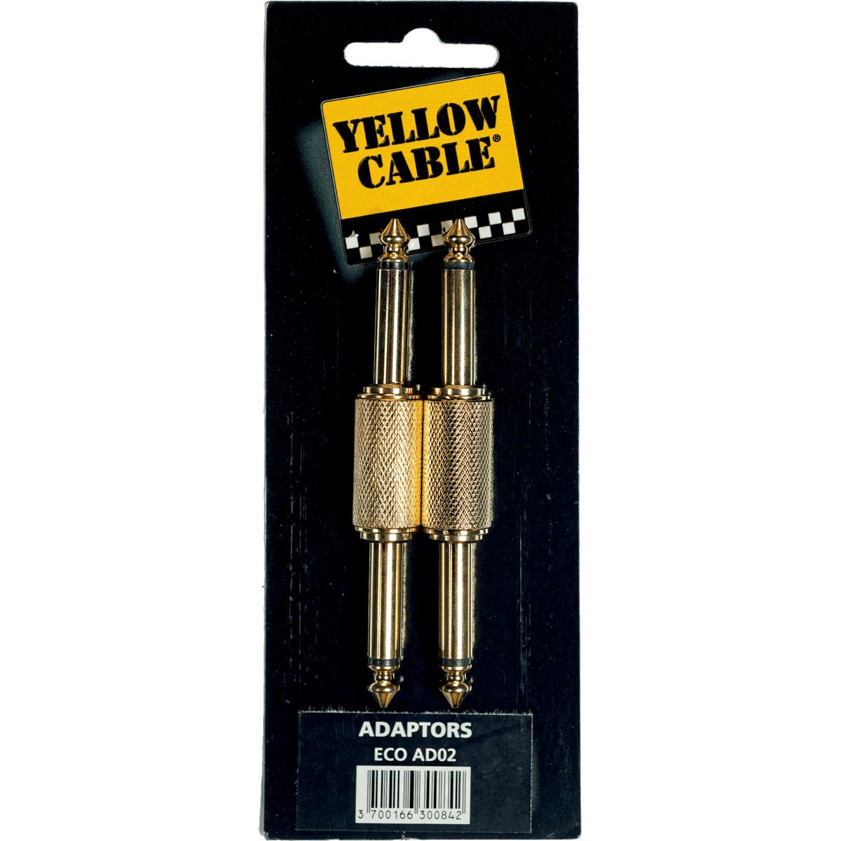 Adapter ECO AD02 by Yellow Cable | 6.35mm Mono Male Jack to 6.35mm Mono Male Jack | Metal | 2 pcs