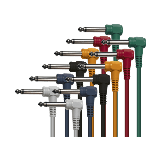 Patch Cables 1/4"Angled Jack - 1/4"Angled Jack | Mixed Colors (6 Pieces) | Instrument Cable | By Yellow Cable