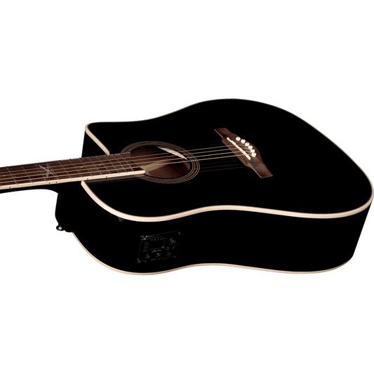 NXT-D100CWE-STBK Electro-Acoustic Guitar by EKO | Dreadnought Cutaway | Black | GEA NXT-D100CWE-STBK