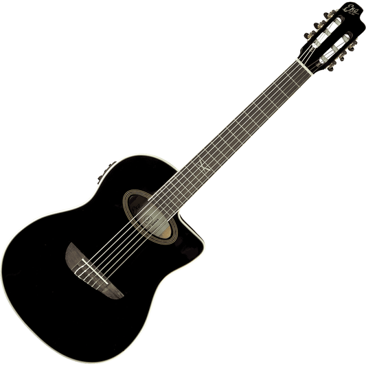 NXT N100CWE-BLK Nylon String Guitar by EKO | Black | Cutaway with Pickup/Preamp