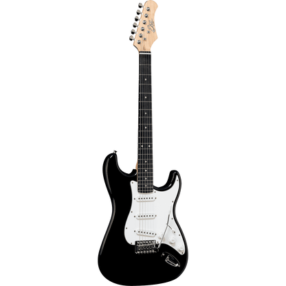 EKO S300BLK Electric Guitar |  Gloss Black Finish | Tremolo | 3 Single Coil Pickups | Includes Free Guitar Cable