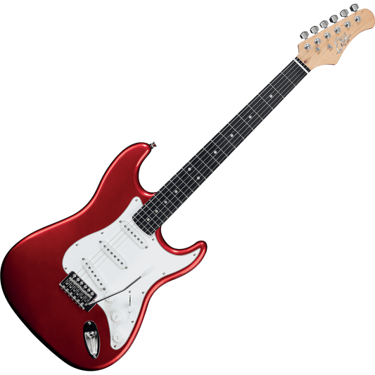 EKO S300RED Electric Guitar |  Candy Red Finish | Tremolo | 3 Single Coil Pickups | Includes Free Guitar Cable