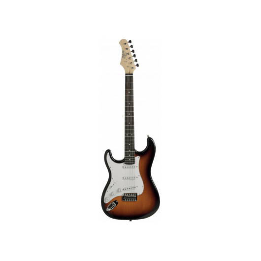 EKO S300-SB Left Handed Electric Guitar | Brown Sunburst | ST- type with Tremolo Bridge