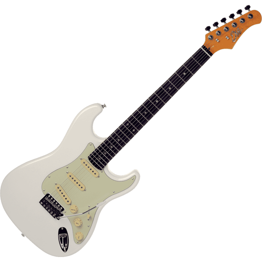 EKO S300V-OW Olympic White Vintage Stratocaster Type Electric Guitar | Lacquered Maple Neck, Vintage Aged Pickguard