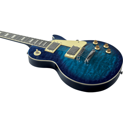 EKO VL480-BLU Electric Guitar | Quilted Blue Finish | Humbucker Pickups | Single Cut Shape