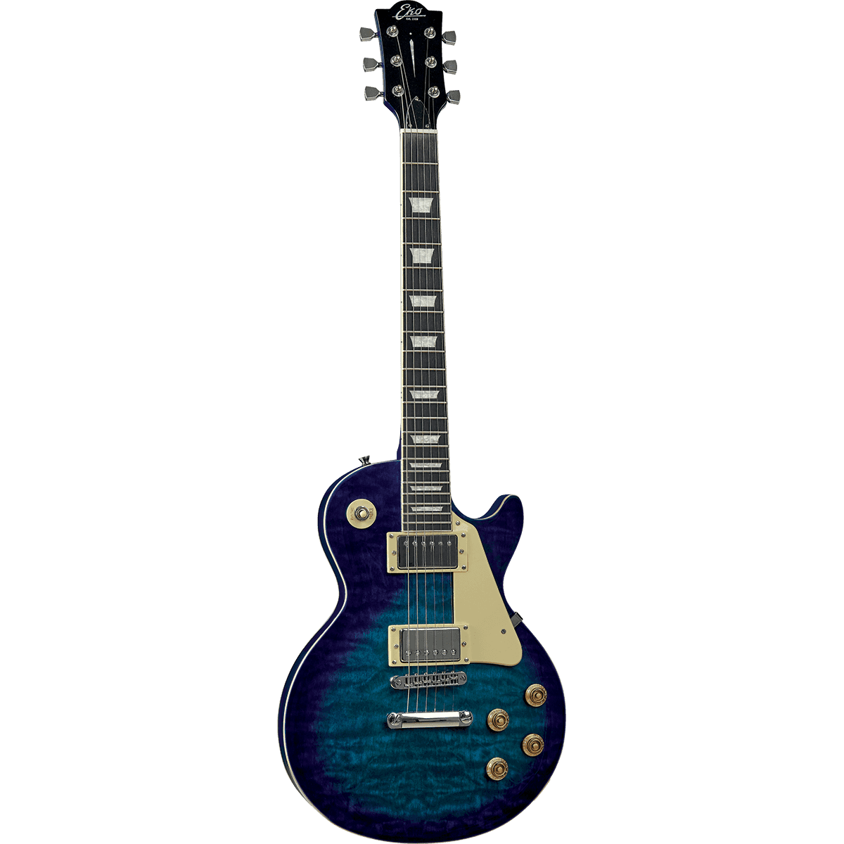 EKO VL480-BLU Electric Guitar | Quilted Blue Finish | Humbucker Pickups | Single Cut Shape