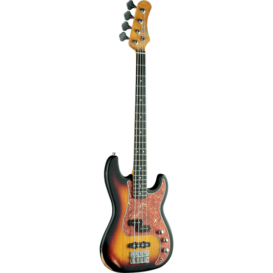 EKO VPJ280V-RELIC-SB Bass Guitar | Relic Sunburst Finish | Dual Pickups | Vintage Feel with Modern Performance