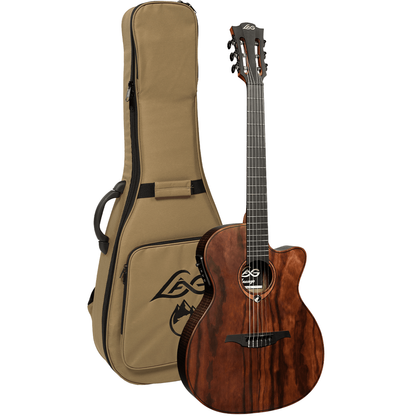 Lâg SAUVAGE-N-ASCE Nylon Auditorium Slim Cutaway Electro Acoustic Guitar | Includes Case and Cable | GLA SAUVAGE-N-ASCE