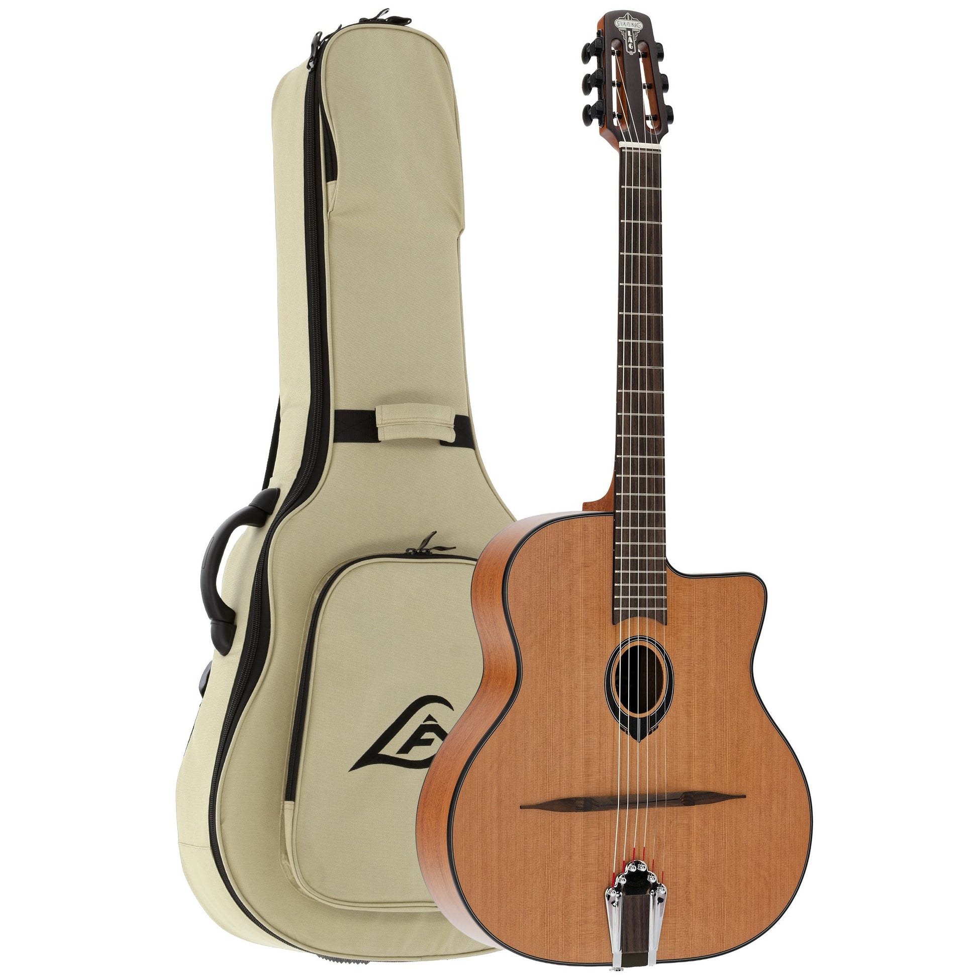 Lag Swing SL100 Acoustic Gypsy Jazz Guitar | Solid Red Cedar Top | Included Gig Bag