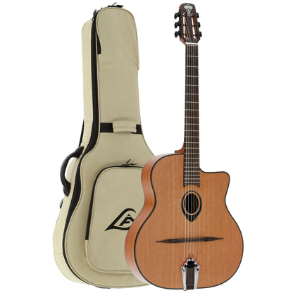 Lag Swing SL100 Acoustic Gypsy Jazz Guitar | Solid Red Cedar Top | Included Gig Bag