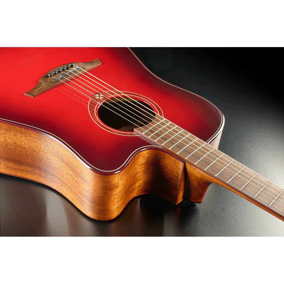 Lag Tramontane Special Edition Electro-Acoustic Dreadnought Guitar with Cutaway | Red
