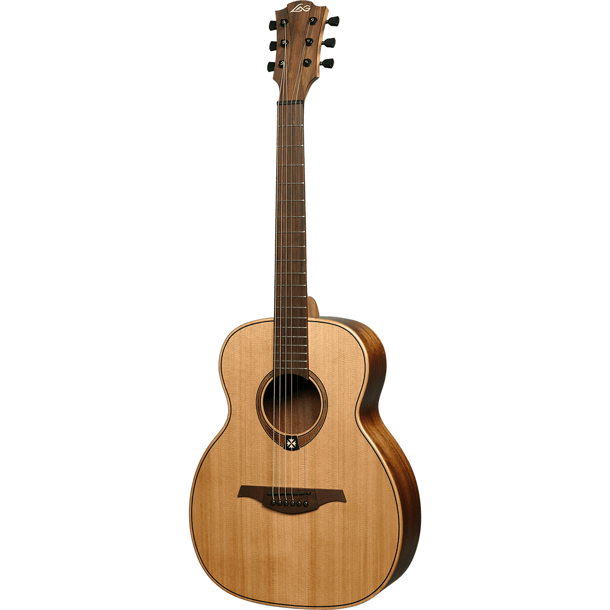 Tramontane Travel Red Cedar Electro Acoustic Guitar by Lâg | includes Case and Cable | Graphite Nut and Saddle | Built In Pre-Amp with Tuner