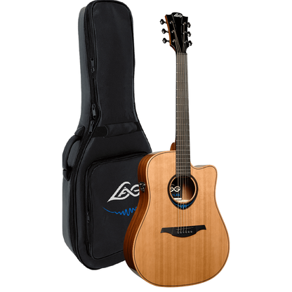 Dreadnought Cutaway Electro Acoustic Smart Guitar BlueWave 2 by Lâg | Includes Case and Cable | GLH TBW2DCE