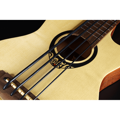 Lag TKB150FCE Electro-Acoustic Bass Ukulele | Mahogany Back and Sides | Included Gig Bag