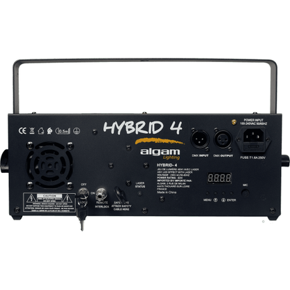 Hybrid 4 by Algam Lighting | 4 in 1 Light Show | Strobe, RGBW Derby, RGBW Gobo and Red and Green Lasers | Sound Response Mode | DMX and Automatic Mode Options