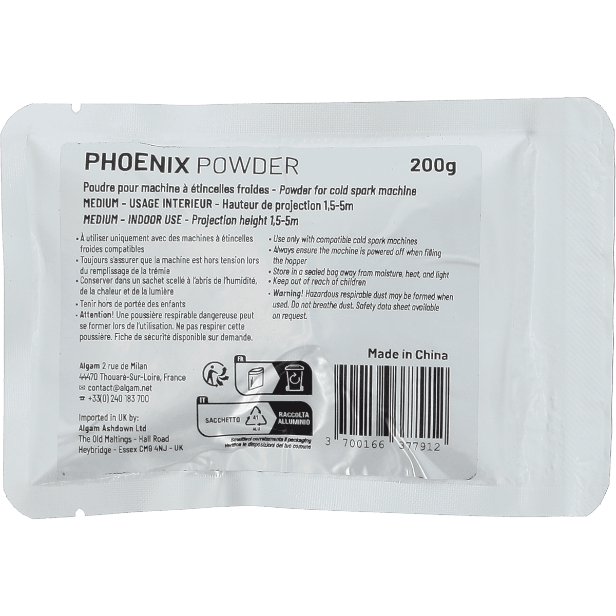 Algam Lighting Cold Spark Machine Powder | Suitable for Phoenix Line Products | 200g
