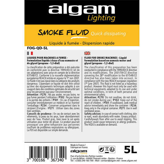 ​Algam Lighting Rapid Smoke Liquid | Quick Dispersion 5L | LSF FOG-QD-5L