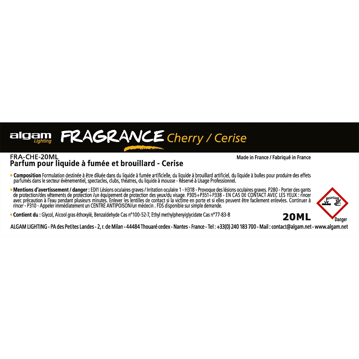 Cherry Fragrance for Smoke and Fog Machines | Algam Lighting | Add to Your Smoke or Fog Fluid | 20ml