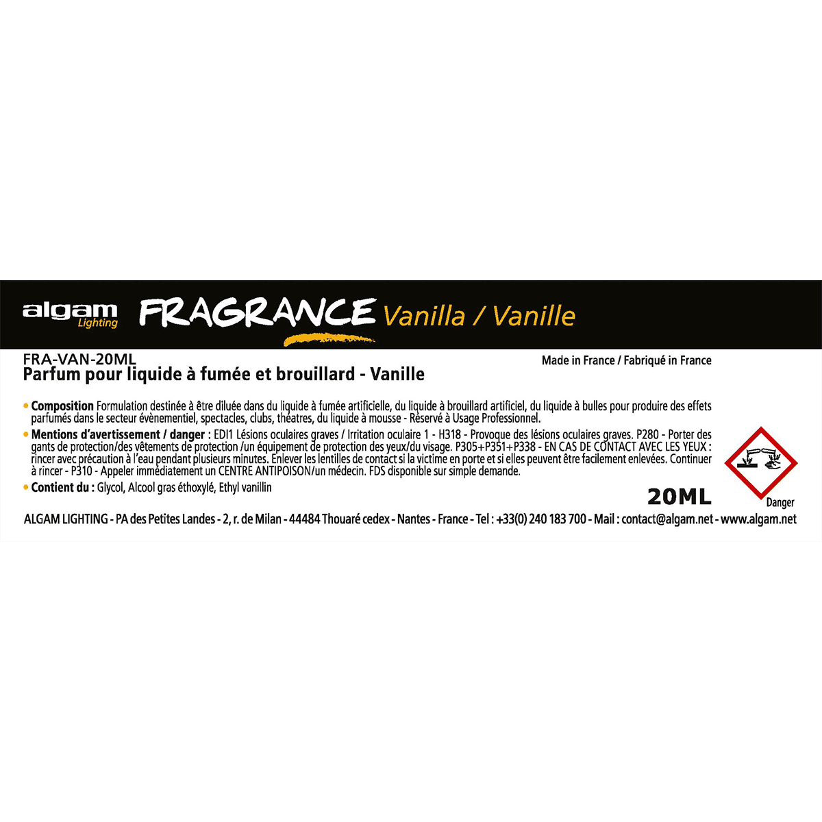 Vanilla Fragrance for Smoke and Fog Machines | Algam Lighting | Add to Your Smoke or Fog Fluid | 20ml