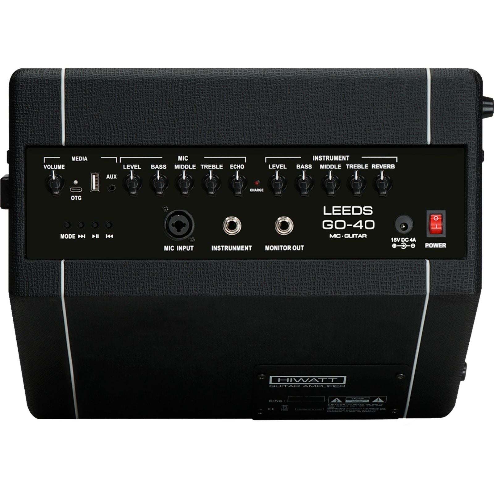 Hiwatt Leeds GO40C Acoustic Guitar Amplifier | 40W 2-Channel Combo Amp | Built-In Battery