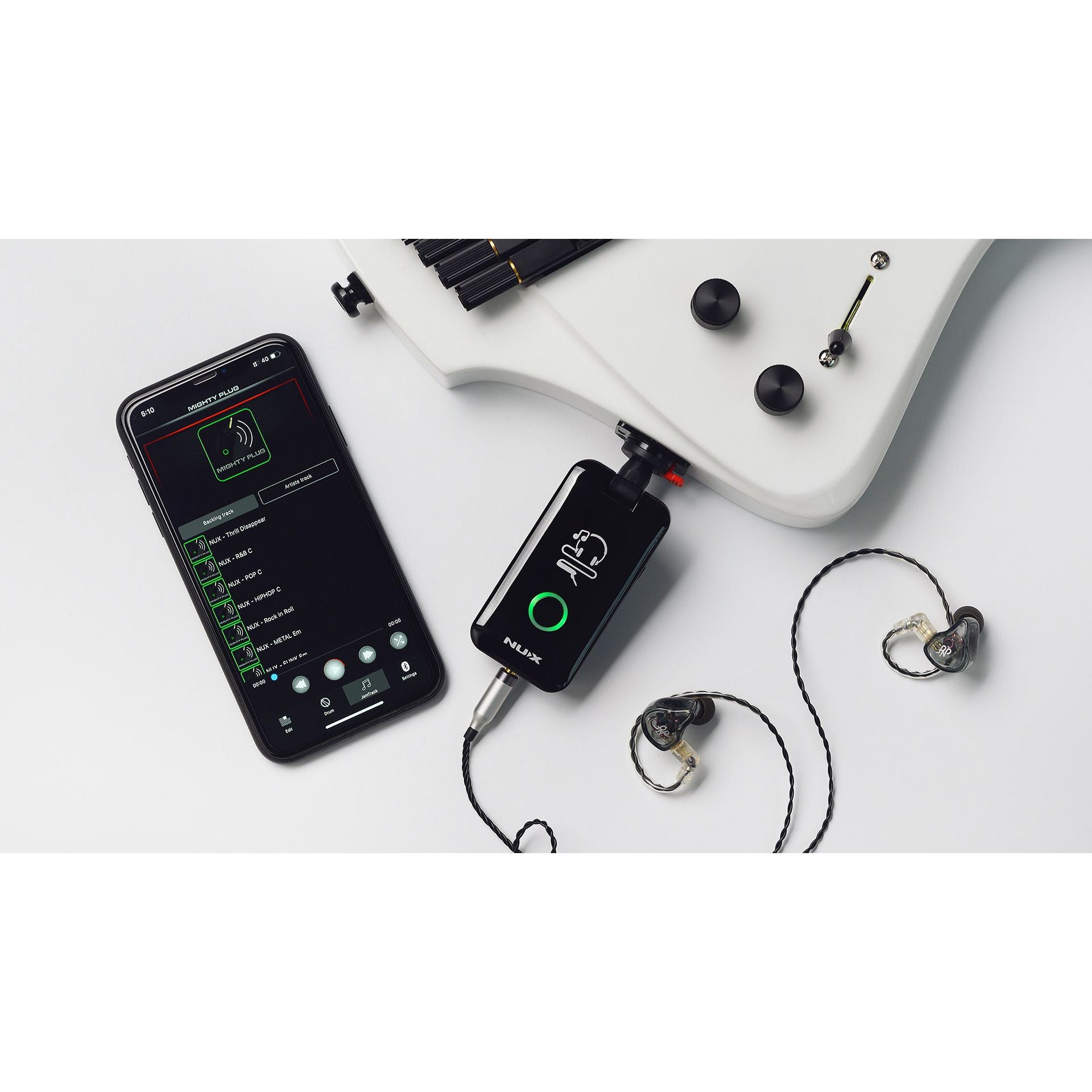 MIGHTY-PLUG by NUX | Portable Guitar and Bass Amp Modeling Earphone Amplug | MP-2