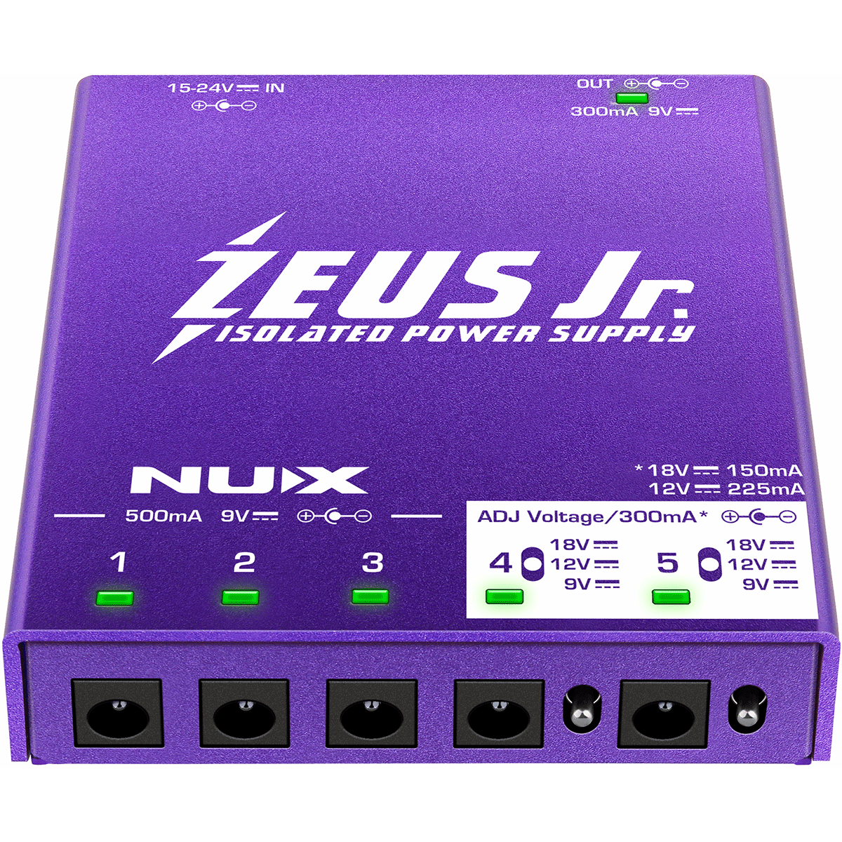 NUX Zeus Junior Power Supply for Electric Guitar and Bass Pedals | 6 Isolated DC Outputs