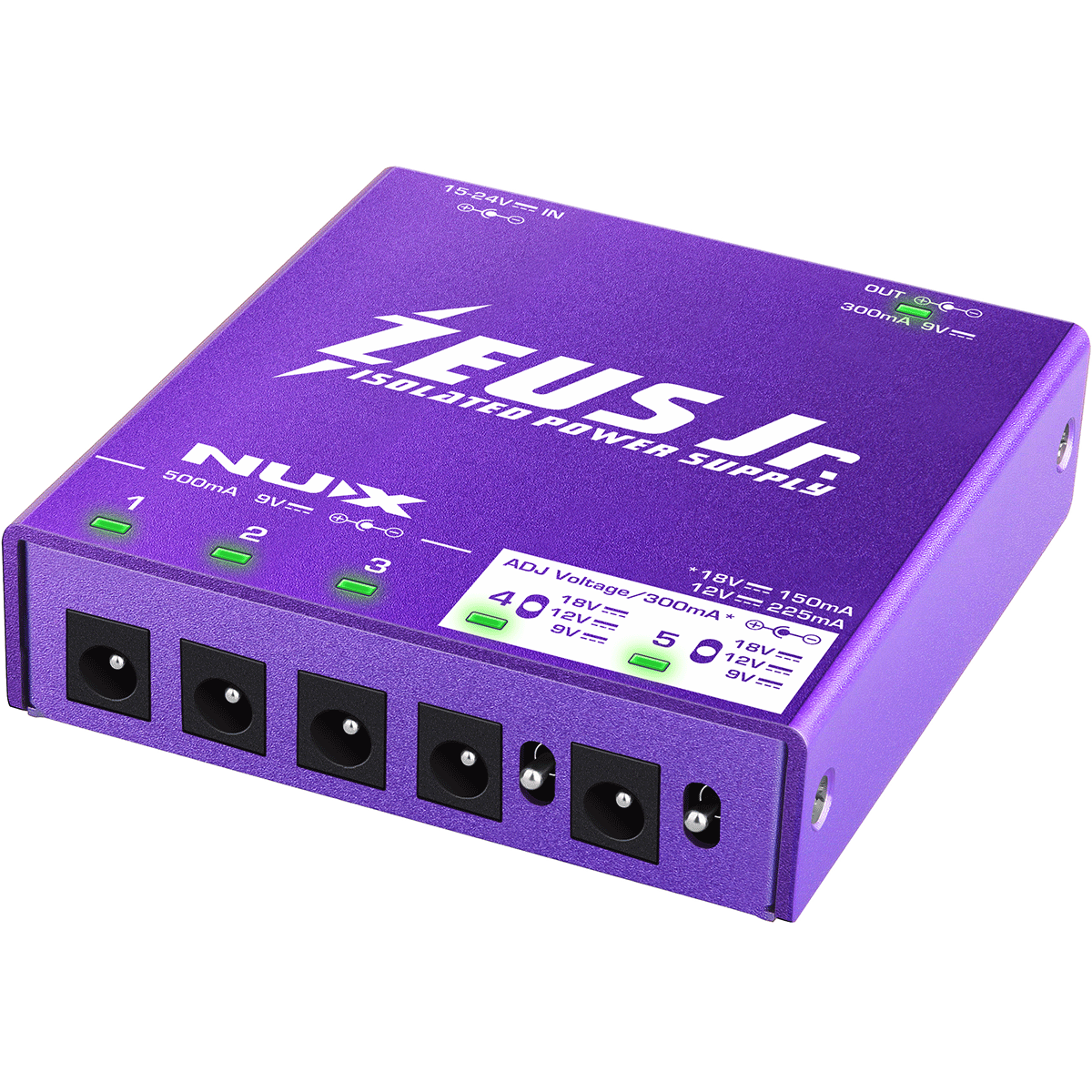 NUX Zeus Junior Power Supply for Electric Guitar and Bass Pedals | 6 Isolated DC Outputs