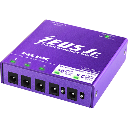 NUX Zeus Junior Power Supply for Electric Guitar and Bass Pedals | 6 Isolated DC Outputs