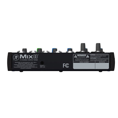 Mackie Mix8 8-channel Compact Mixer | 6-input Desktop Mixer with 2 Microphone Preamplifiers | 2 Stereo Channels | 3-band Equalizers | 1 Aux | Tape I/O | Separate Volume and Headphone Levels