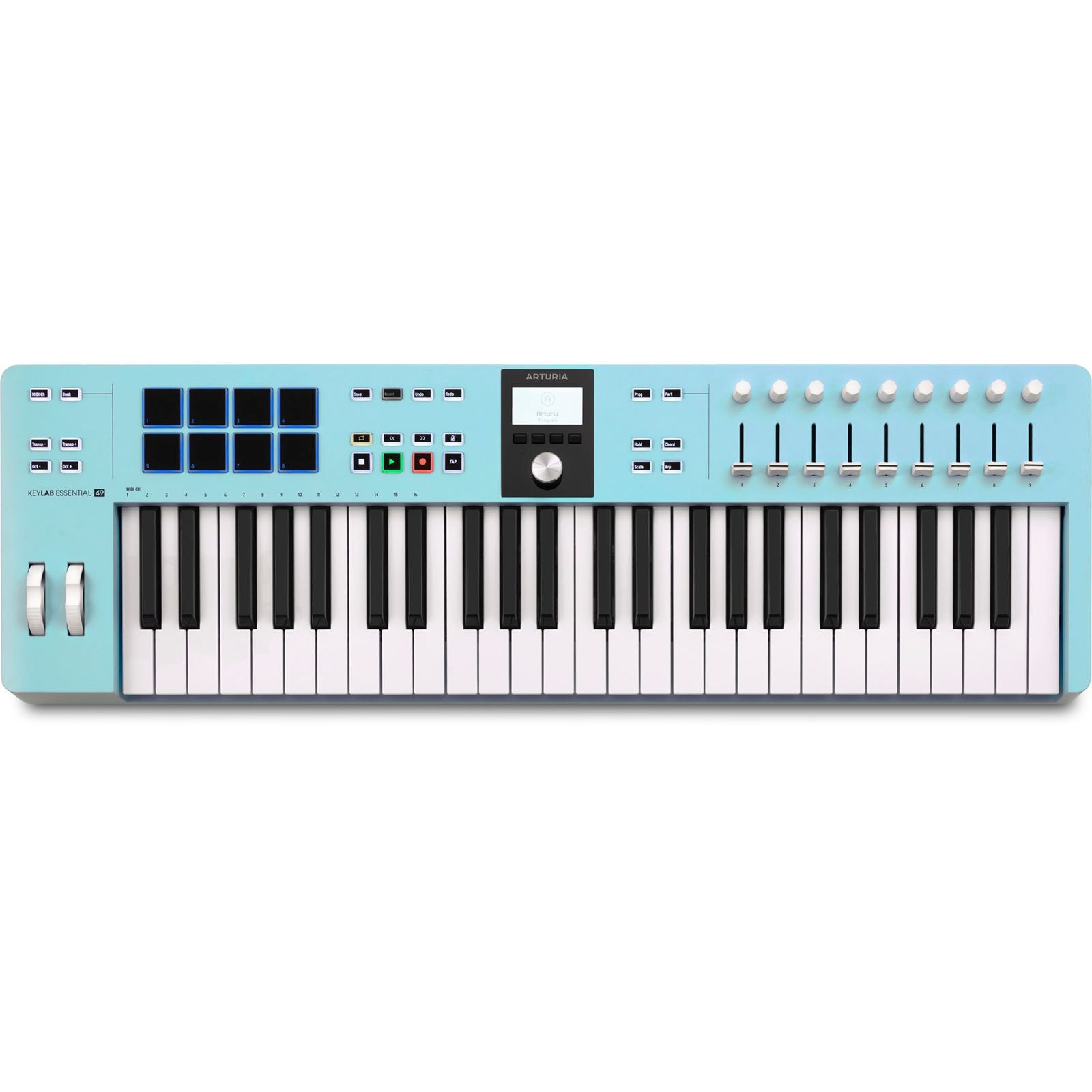 KeyLab Essential MK3 49 Aquamarine by Arturia | Universal MIDI Controller with DAW Functionality and Software Bundle