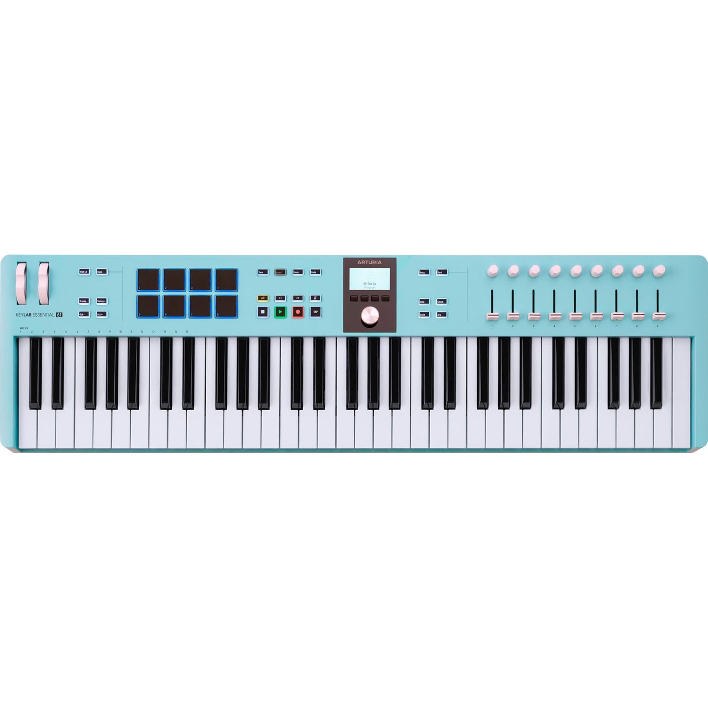 KeyLab Essential MK3 61 Aquamarine by Arturia | Universal MIDI Controller with DAW Functionality and Software Bundle
