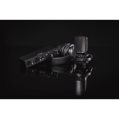 Arturia MiniFuse Recording Pack Podcast Bundle | Includes Audio Interface MiniFuse2, Condenser Microphone CM1, Studio Headphones EF1, XLR Cable | Black