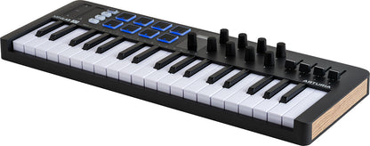 Arturia MiniLab 3 Black | 37-Key USB-C MIDI Keyboard Controller with 8 Encoders | 8 Velocity/Pressure Sensitive RGB-backlit Pads | 4 Sliders | Software Included