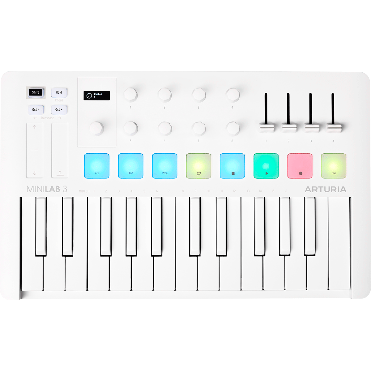 Arturia |  MiniLab 3 Alpine White MIDI Keyboard Controller | 25-note | USB Midi | Software Included