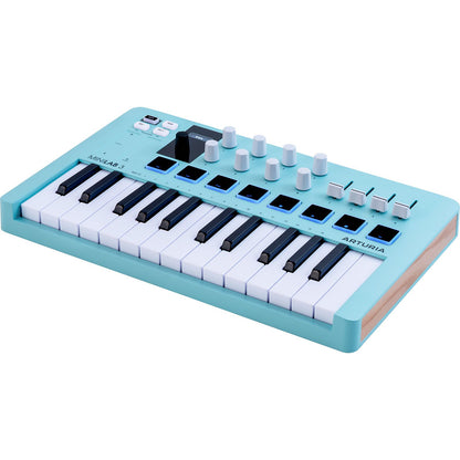 Arturia MiniLab 3 Aquamarine | 25-note USB-C MIDI Keyboard Controller with 8 Encoders | 8 Velocity/Pressure Sensitive RGB-backlit Pads | 4 Sliders | Software Included