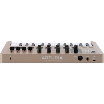 Arturia MiniLab 3 Champagne | 25-note USB-C MIDI Keyboard Controller with 8 Encoders | 8 Velocity/Pressure Sensitive RGB-backlit Pads | 4 Sliders | Software Included