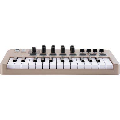 Arturia MiniLab 3 Champagne | 25-note USB-C MIDI Keyboard Controller with 8 Encoders | 8 Velocity/Pressure Sensitive RGB-backlit Pads | 4 Sliders | Software Included