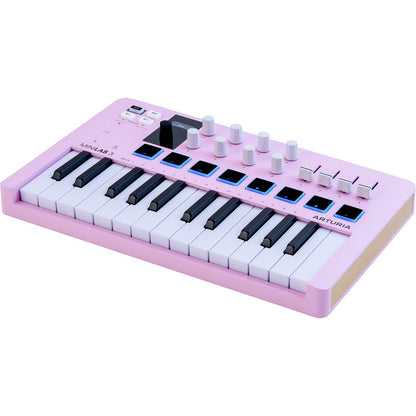 Arturia MiniLab 3 Rose Quartz | 25-note USB-C MIDI Keyboard Controller with 8 Encoders | 8 Velocity/Pressure Sensitive RGB-backlit Pads | 4 Sliders | Software Included