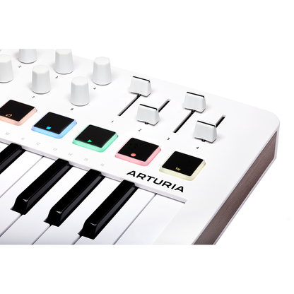Arturia MiniLab 3 | 25-note USB-C MIDI Keyboard Controller with 8 Encoders | 8 Velocity/Pressure Sensitive RGB-backlit Pads | 4 Sliders | Software Included