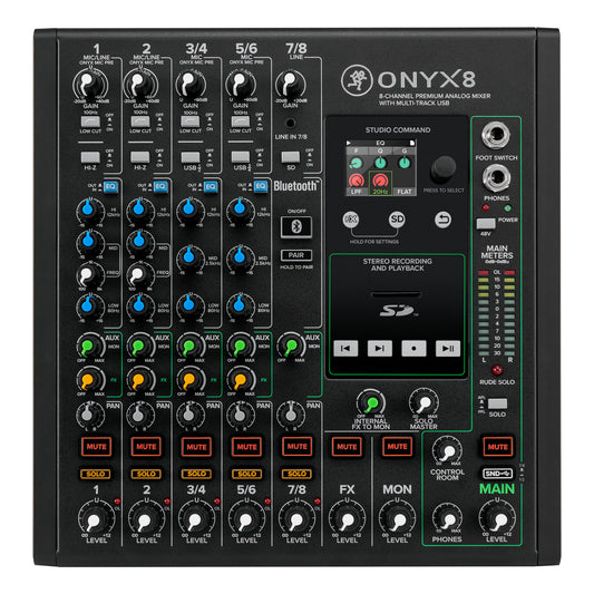 Mackie Onyx8 | 8 Channel Premium Analog USB Mixer with Bluetooth and Effects | Built-In USB Interface | Includes Recording Software | Suitable for Studio and Stage | SMK ONYX8