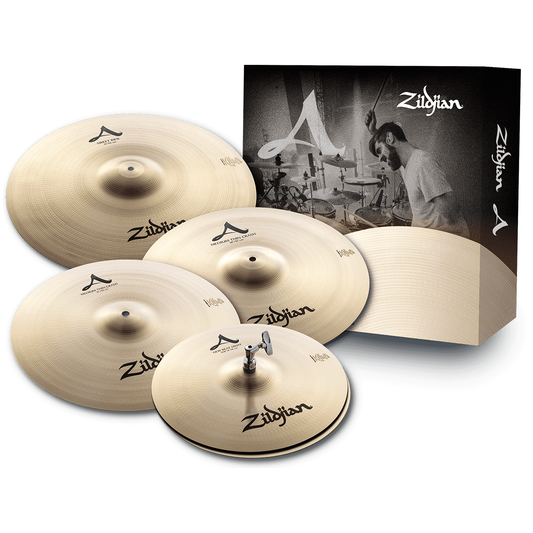 Zildjian A-Series PZI A0391 Cymbal Pack | 14” A-Series New Beat Hi-Hat, 16” A-Series Medium Thin Crash, 18” A-Series Medium Thin Crash, 21” A-Series Sweet Ride
