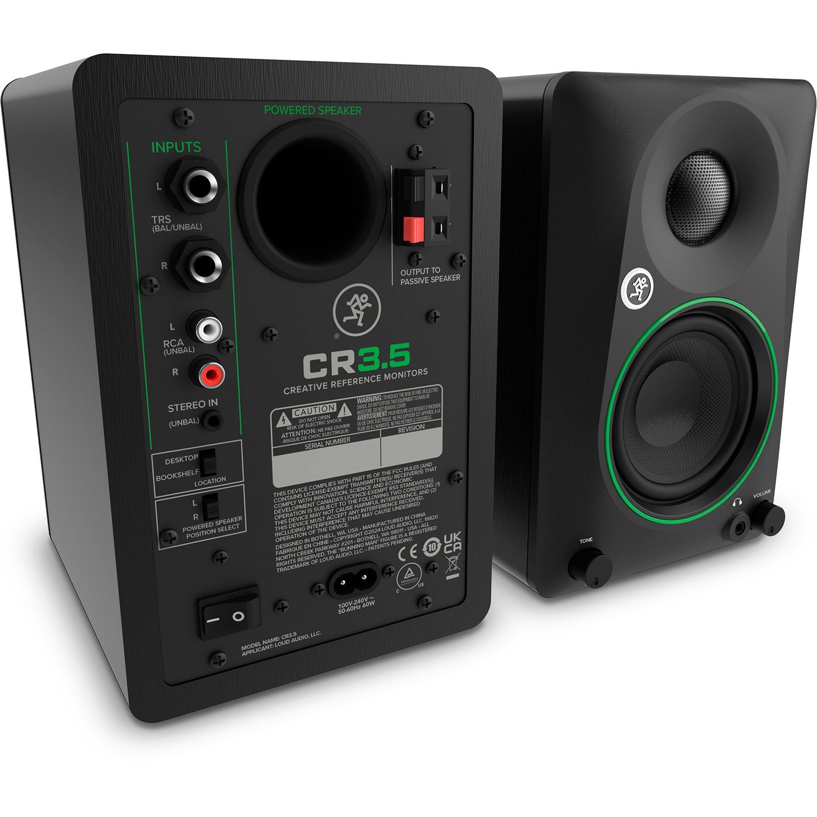 Mackie CR35 Powered Studio Monitors | 3,5” Speakers with Tone Control