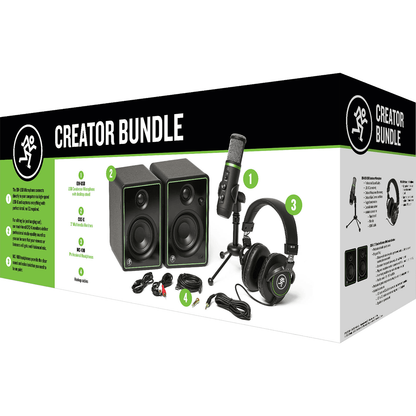 Mackie Creator Bundle with CR3-X 3-inch Creative Reference Multimedia Monitors, EM-USB Condenser Microphone, MC-100 Professional Headphones and Accessories | Includes Software