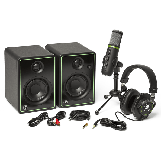 Mackie Creator Bundle with CR3-X 3-inch Creative Reference Multimedia Monitors, EM-USB Condenser Microphone, MC-100 Professional Headphones and Accessories | Includes Software